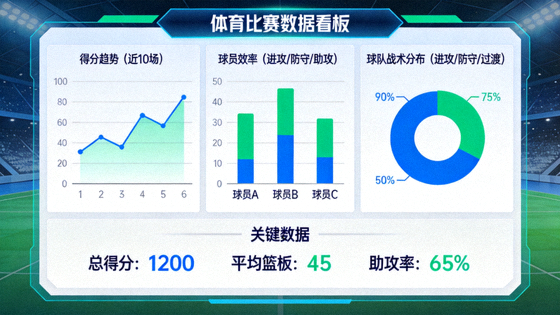 体育数据可视化看板与比赛统计图表